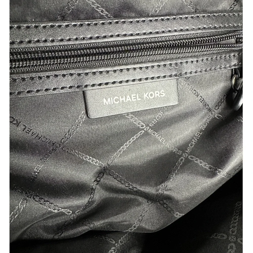 Michael Kors Brooklyn Large Backpack Black/Silver Hardware Chic School‎ MK